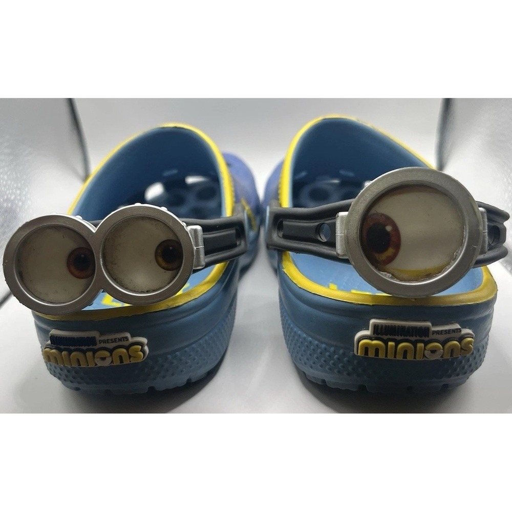 Minions Crocs Classic Clog Despicable Me Blue Denim Print Kids Size 12 Slip On